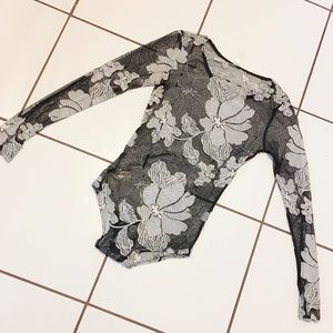 Fashion Nova Floral Mesh Bodysuit 🌹